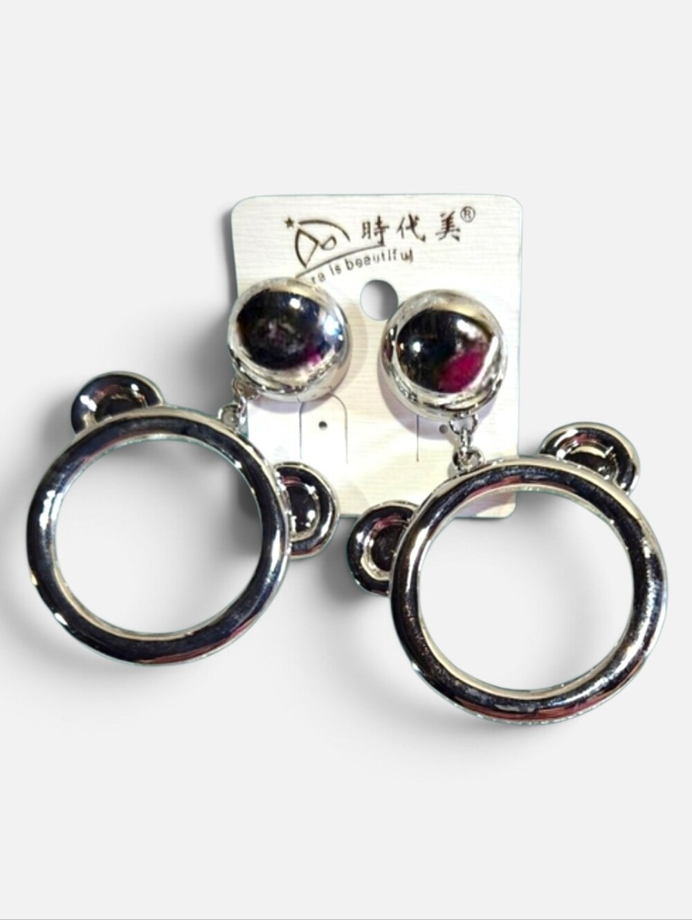 Silver Plated Bear shaped hoop earrings